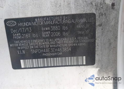 2014 Hyundai Elantra Se/Sport/Limited z USA, uszkodzony, nr VIN 5NPDH4AE3EH463854